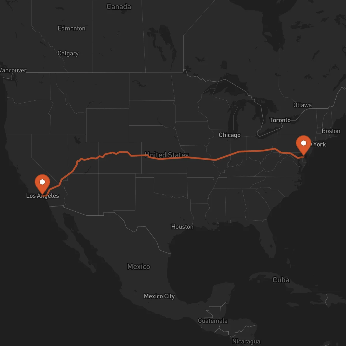 Ruta Los Angeles - Dover