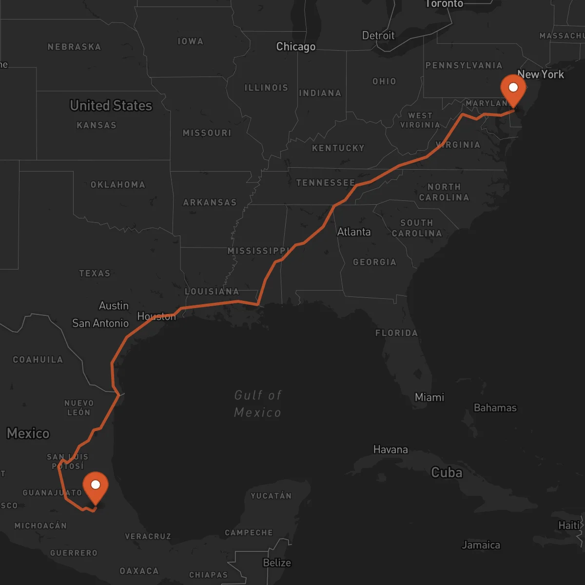 Ruta Pachuca de Soto - Dover