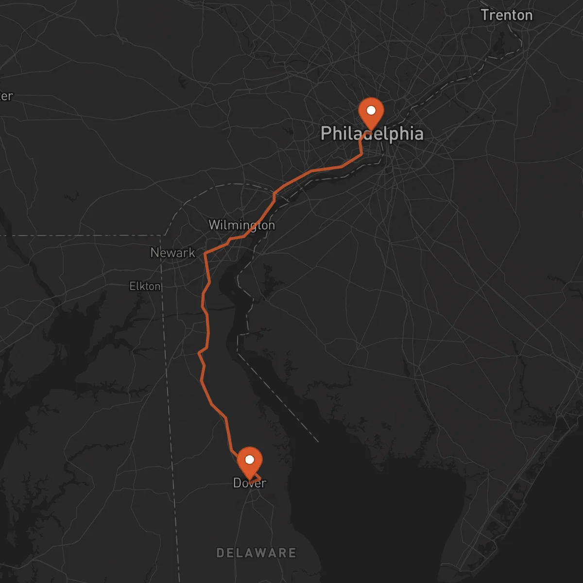 Ruta Philadelphie - Dover