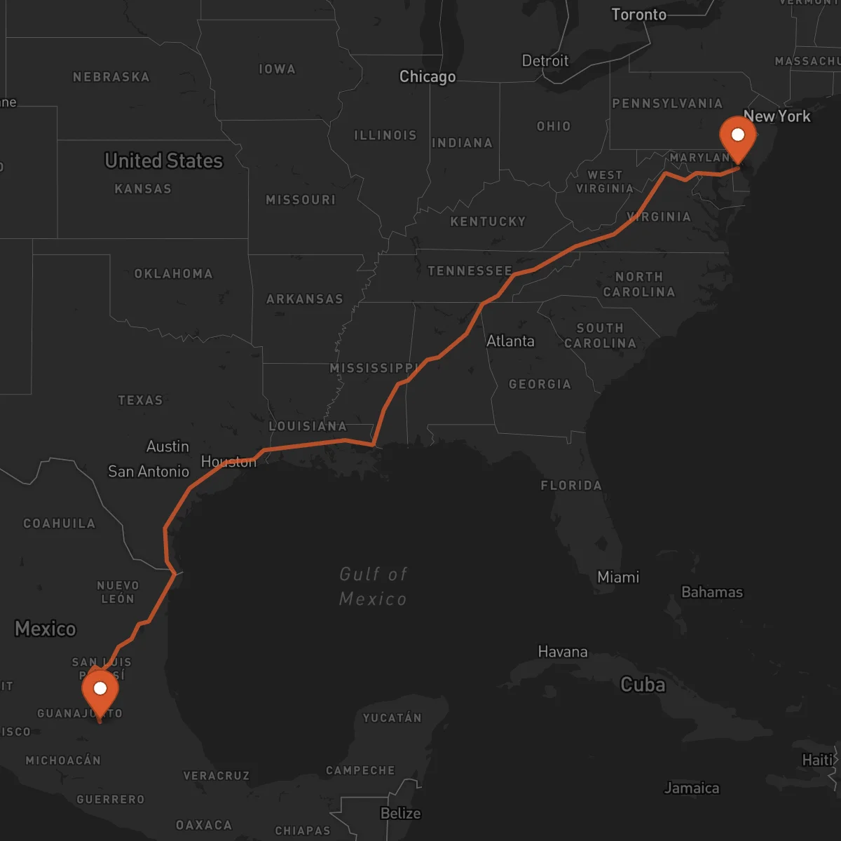 Ruta Santiago de Querétaro - Dover