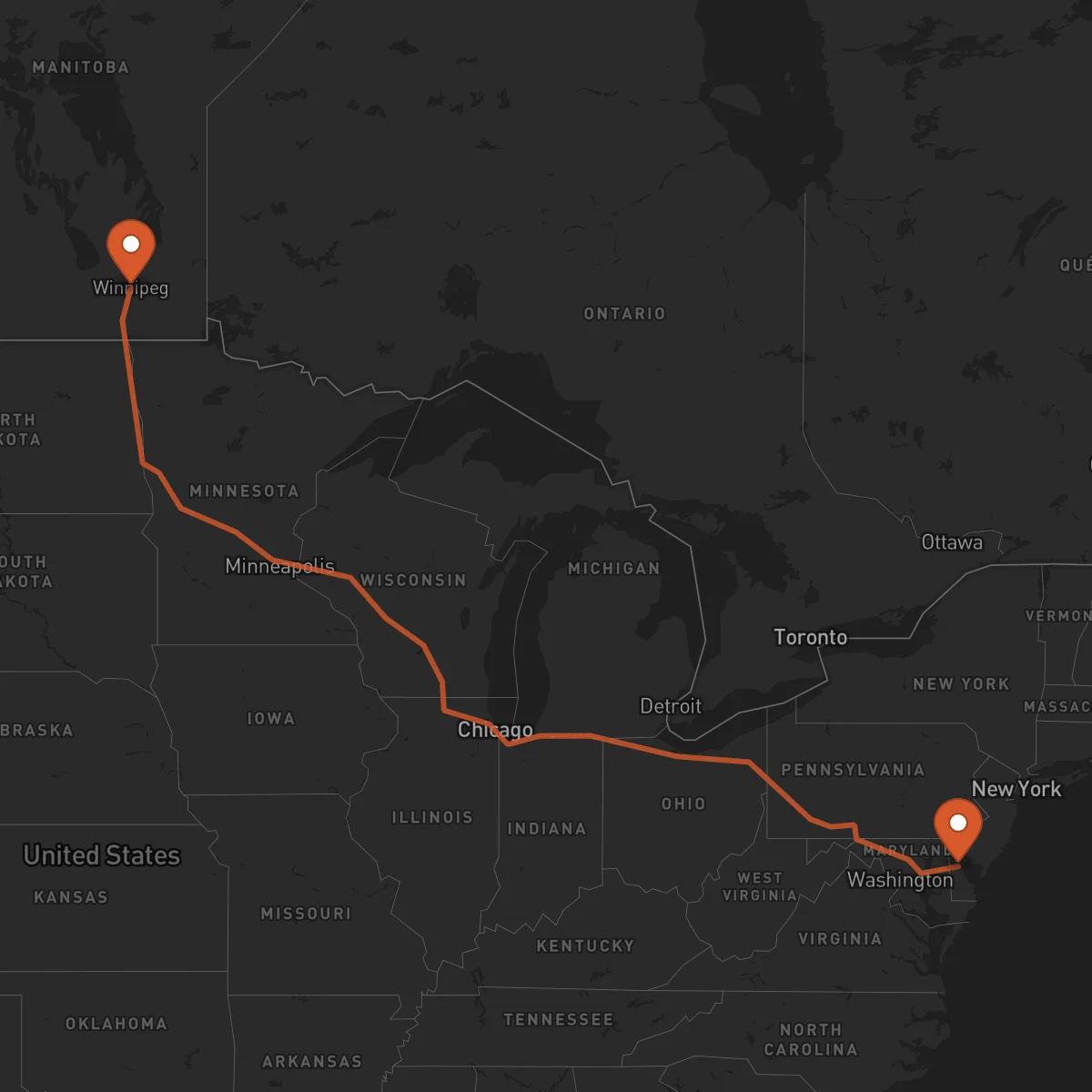 Ruta Dover - Winnipeg