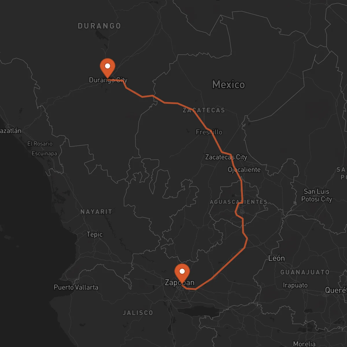 Ruta Durango - Guadalajara