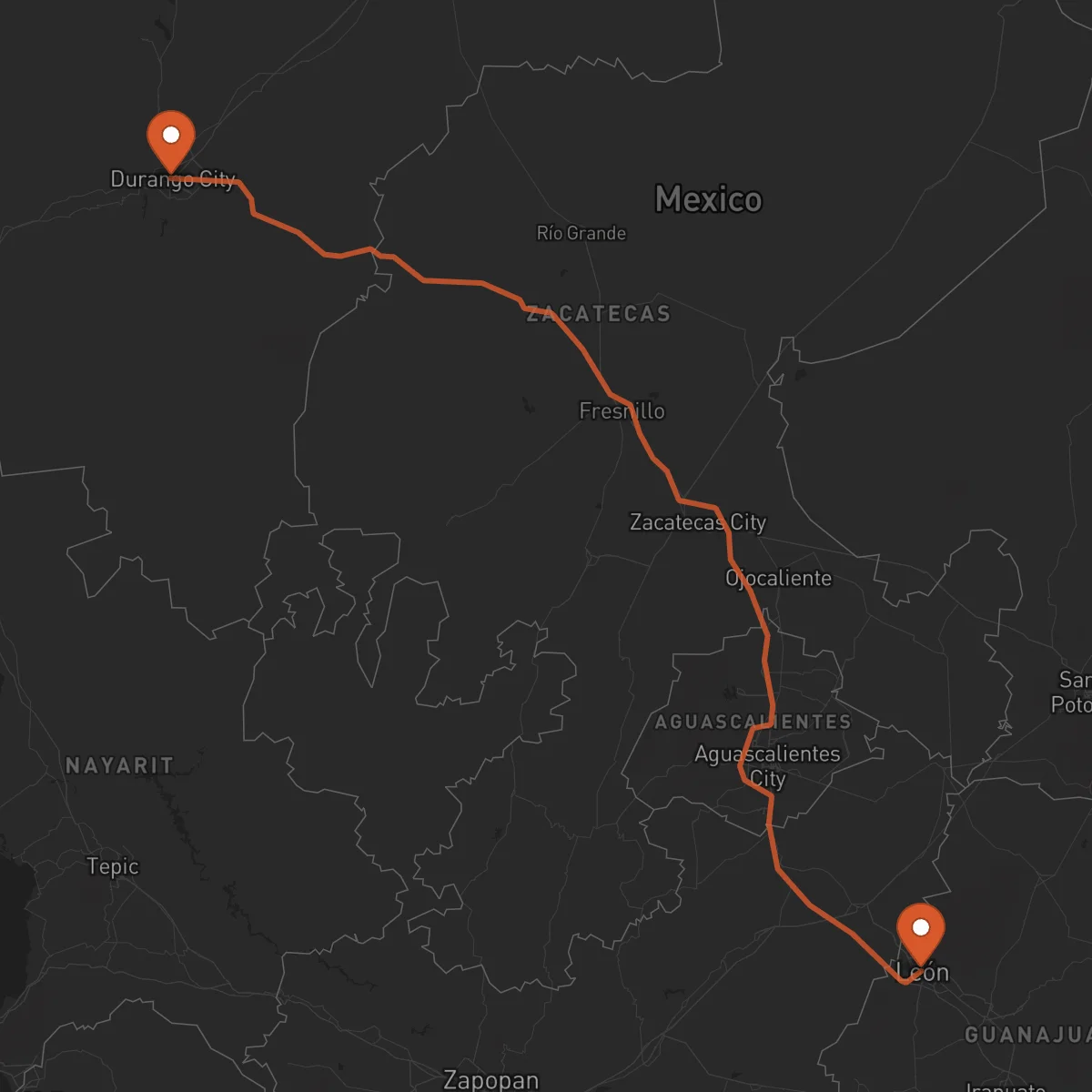 Ruta León Guanajuato - Durango