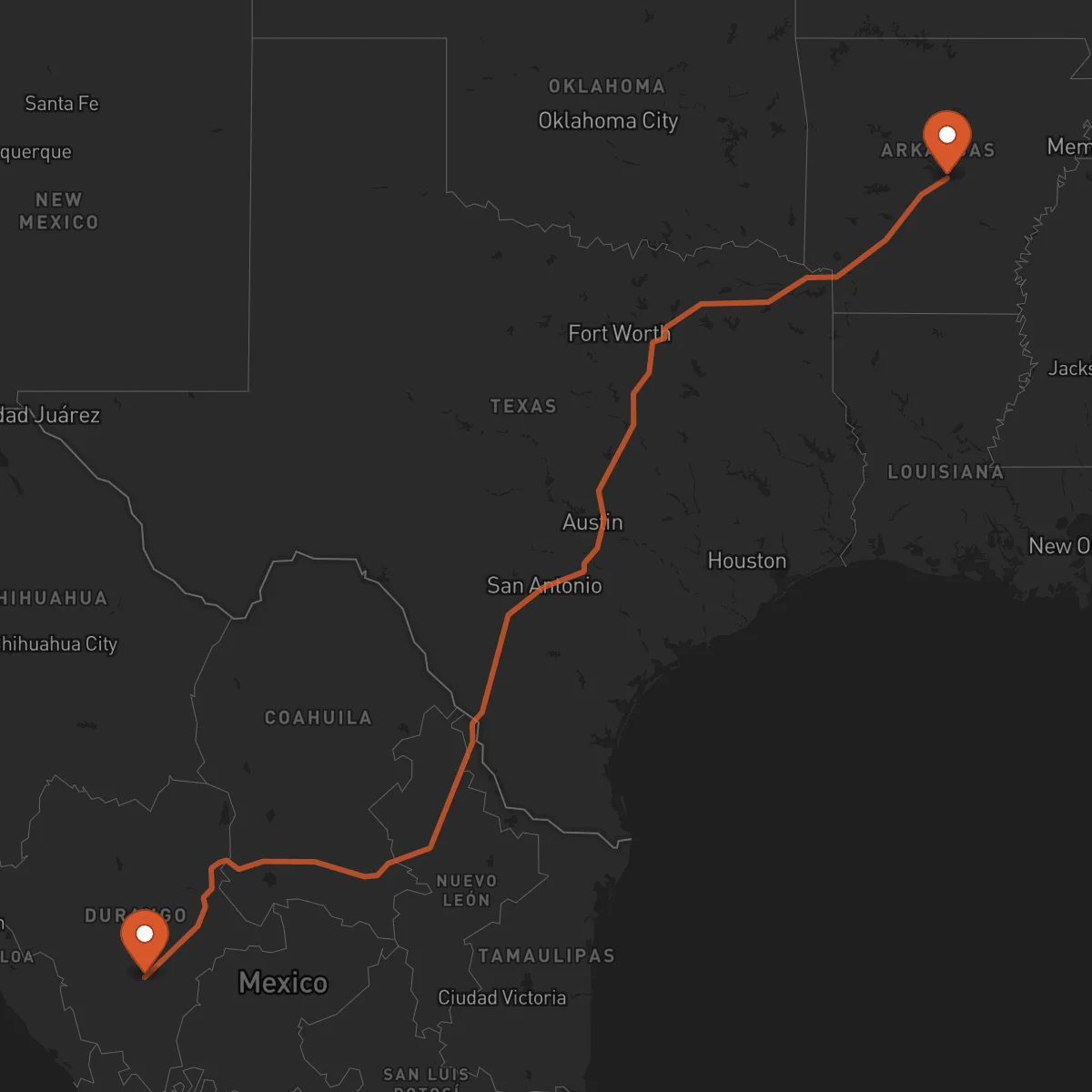Ruta Little Rock - Durango