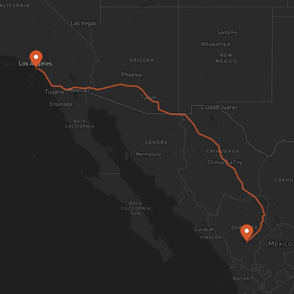 Ruta Long Beach - Durango