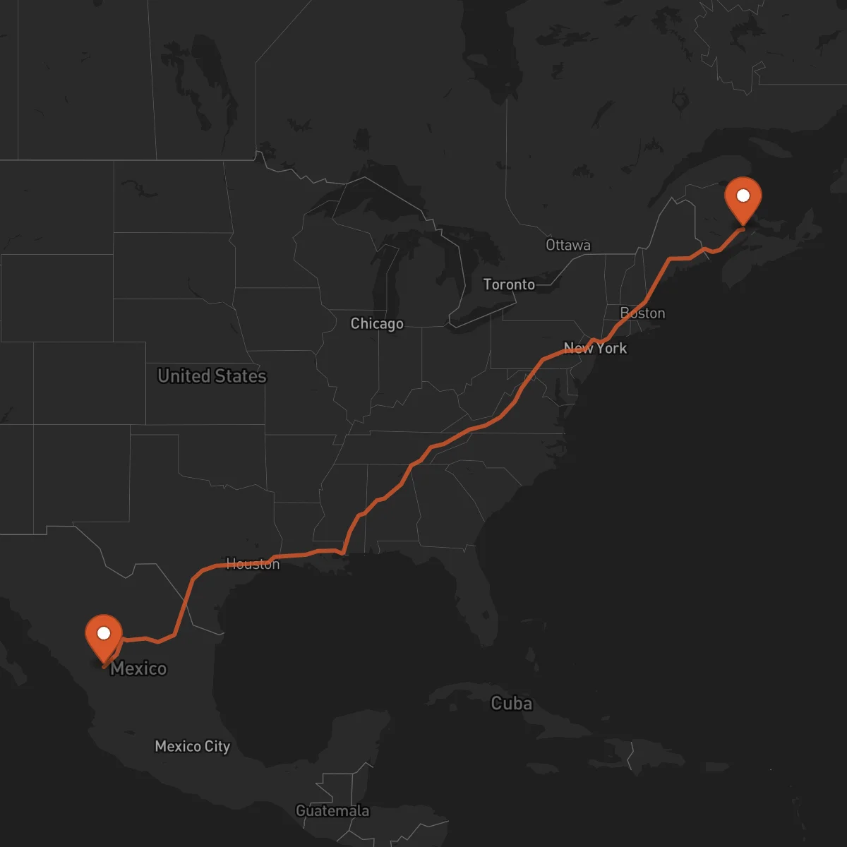 Ruta Moncton - Durango