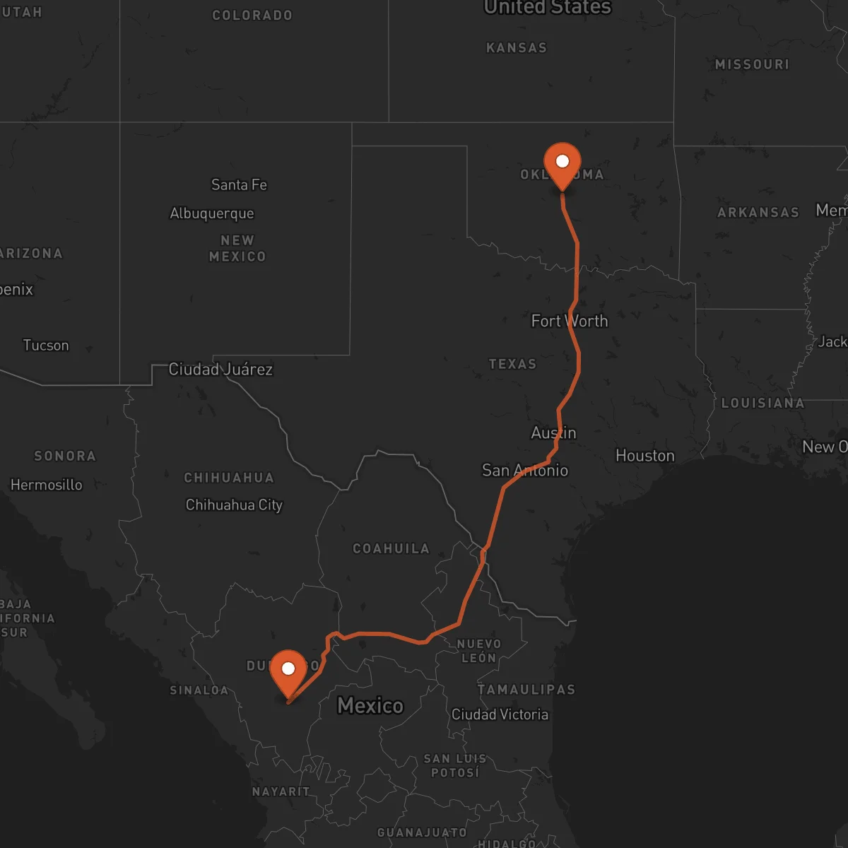 Ruta Oklahoma City - Durango