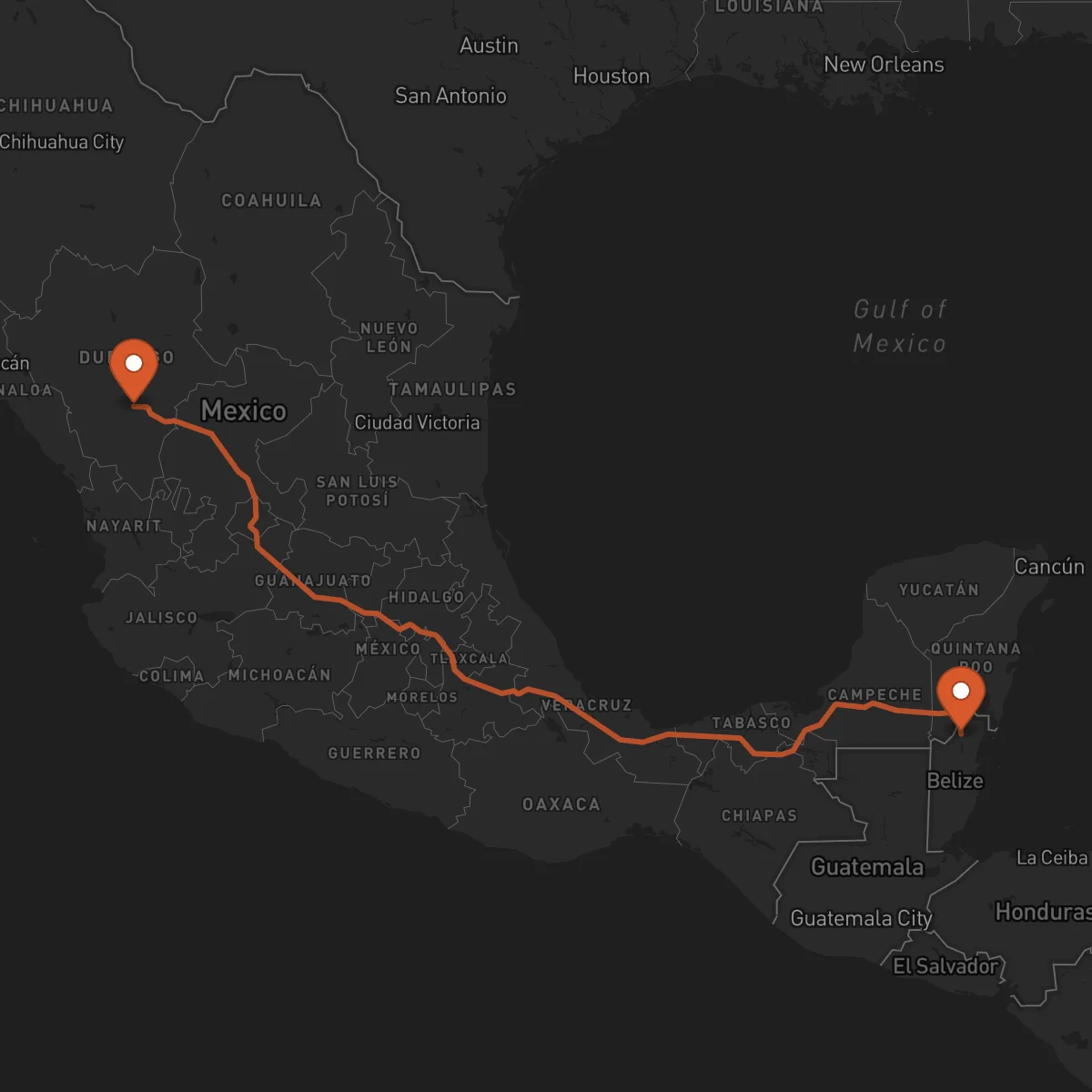 Ruta Durango - Orange Walk Town