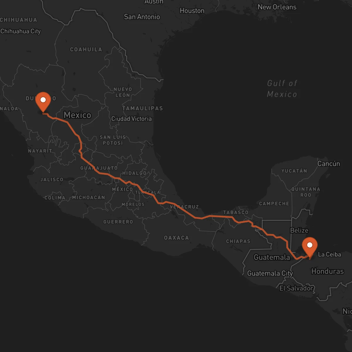Ruta San Pedro Sula - Durango