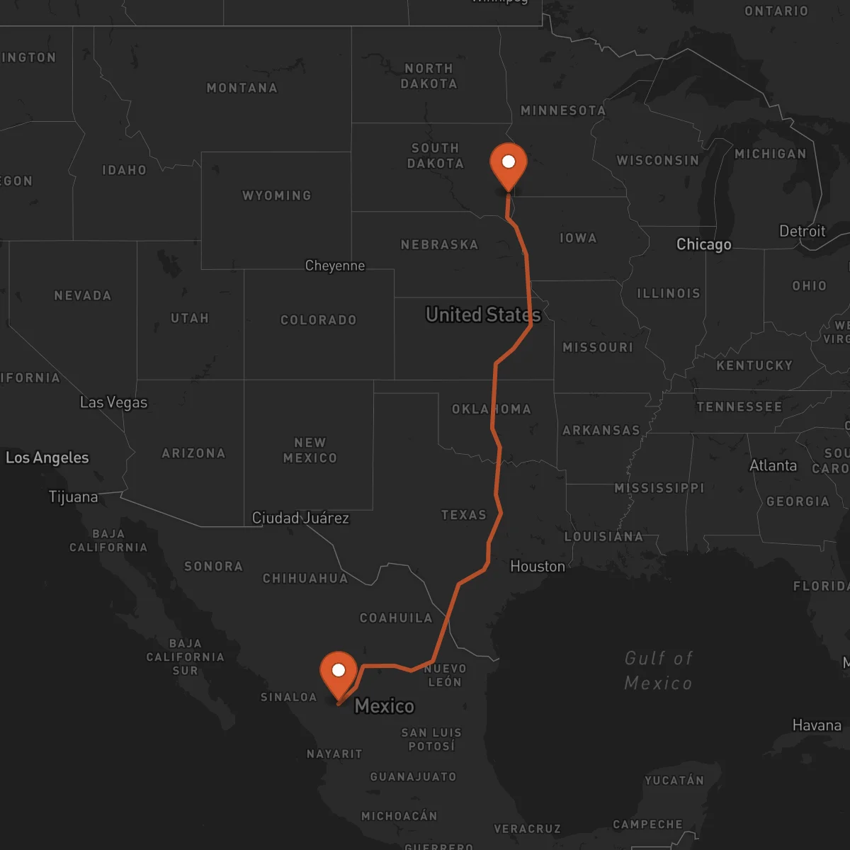 Ruta Sioux Falls - Durango