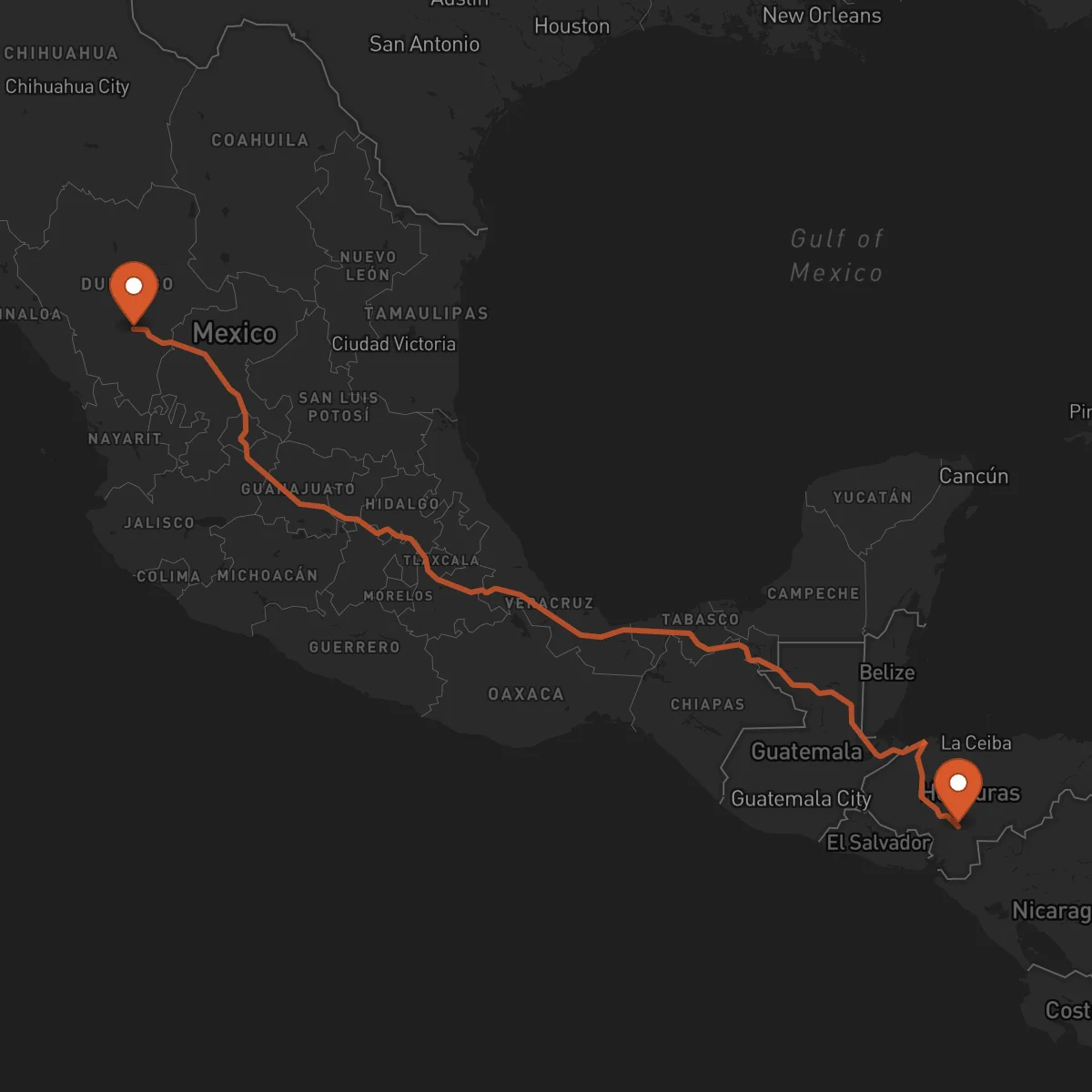 Ruta Tégucigalpa - Durango