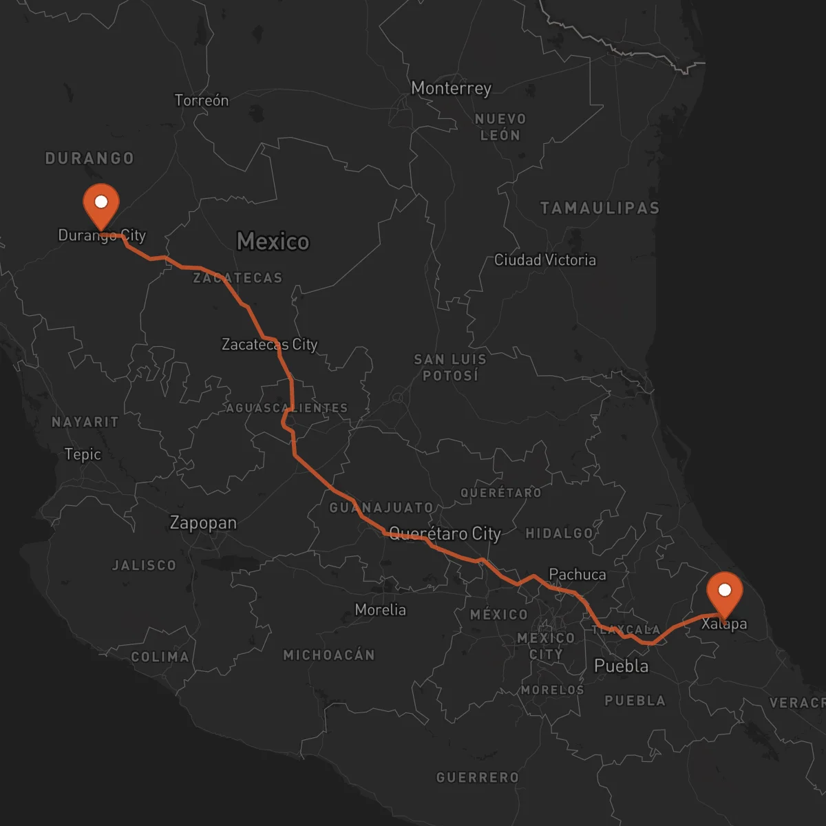 Ruta Xalapa - Durango
