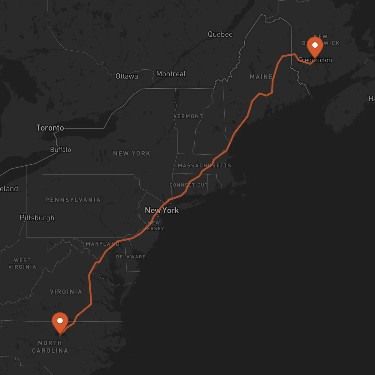 Ruta Durham - Fredericton