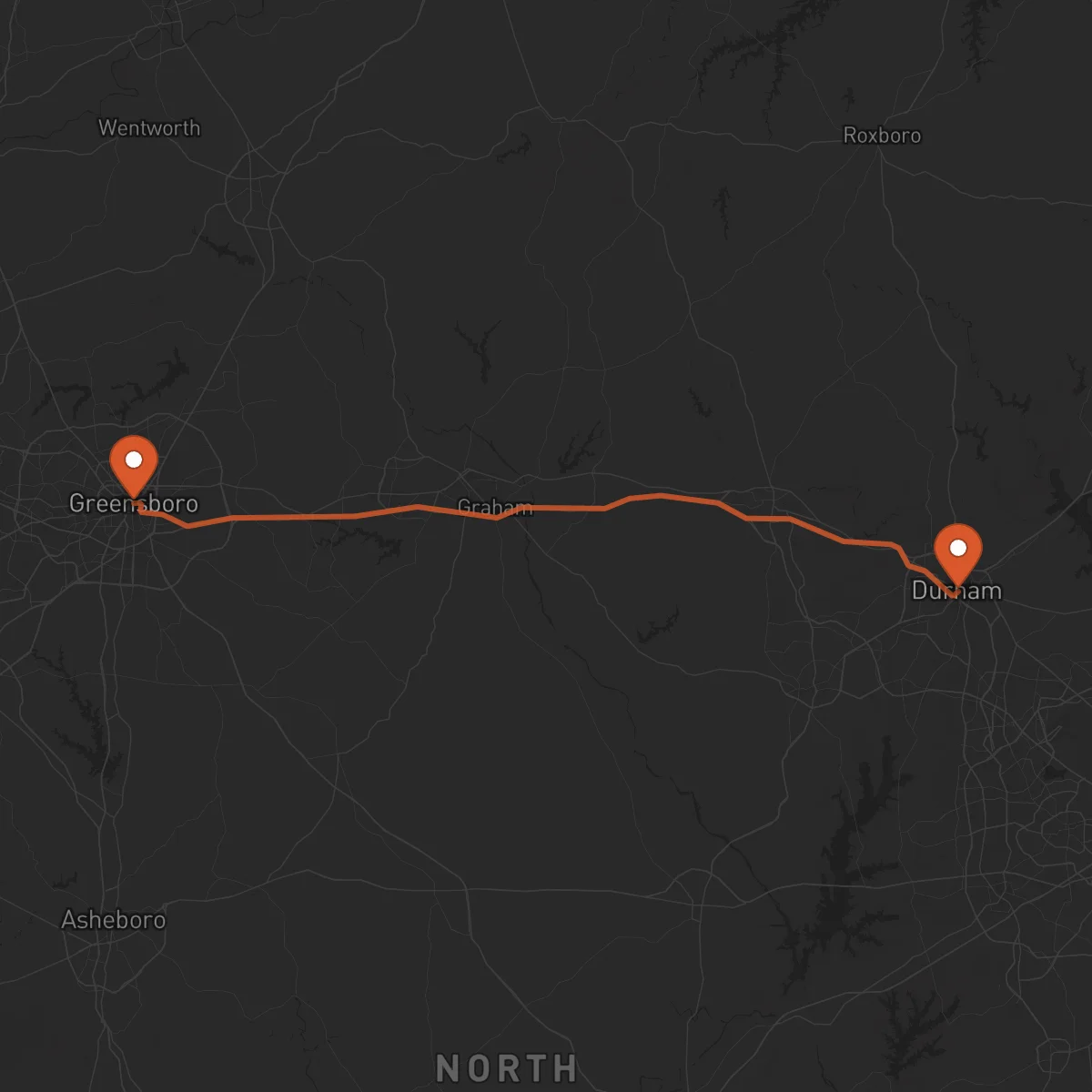 Ruta Durham - Greensboro