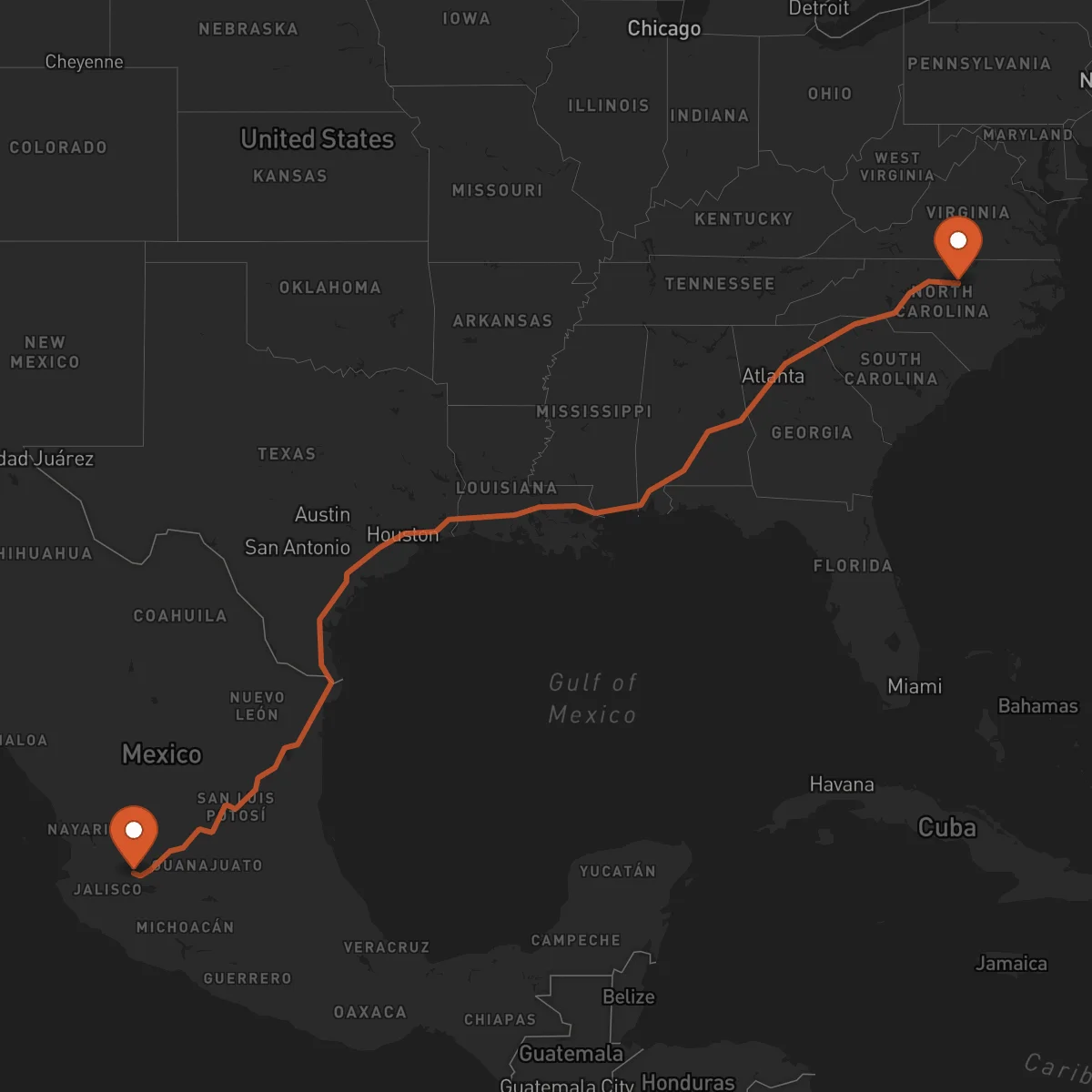 Ruta Guadalajara - Durham
