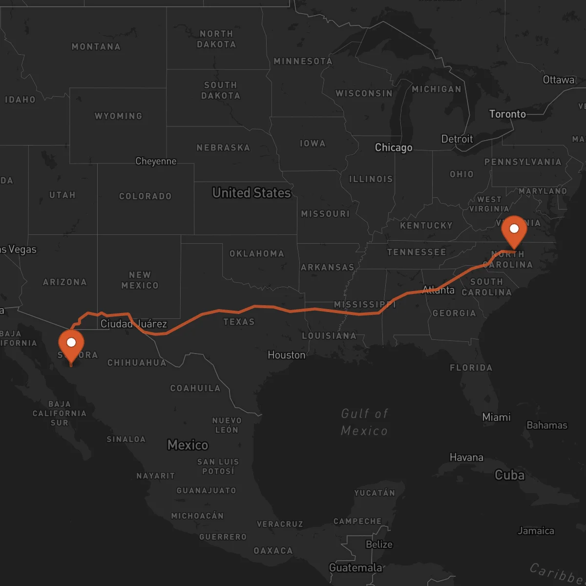 Ruta Durham - Hermosillo