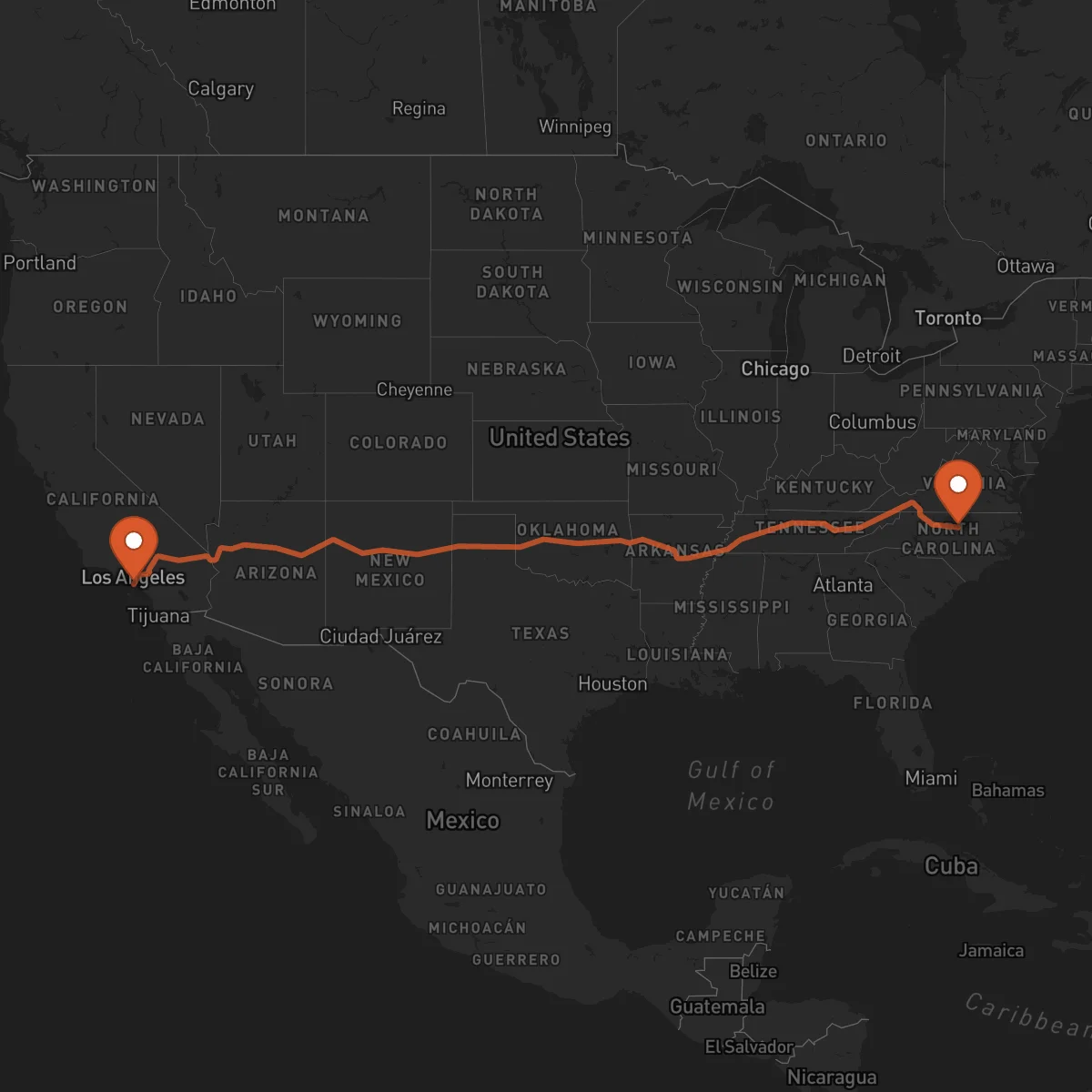 Ruta Long Beach - Durham