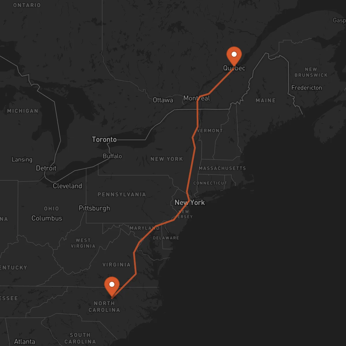 Ruta Québec - Durham