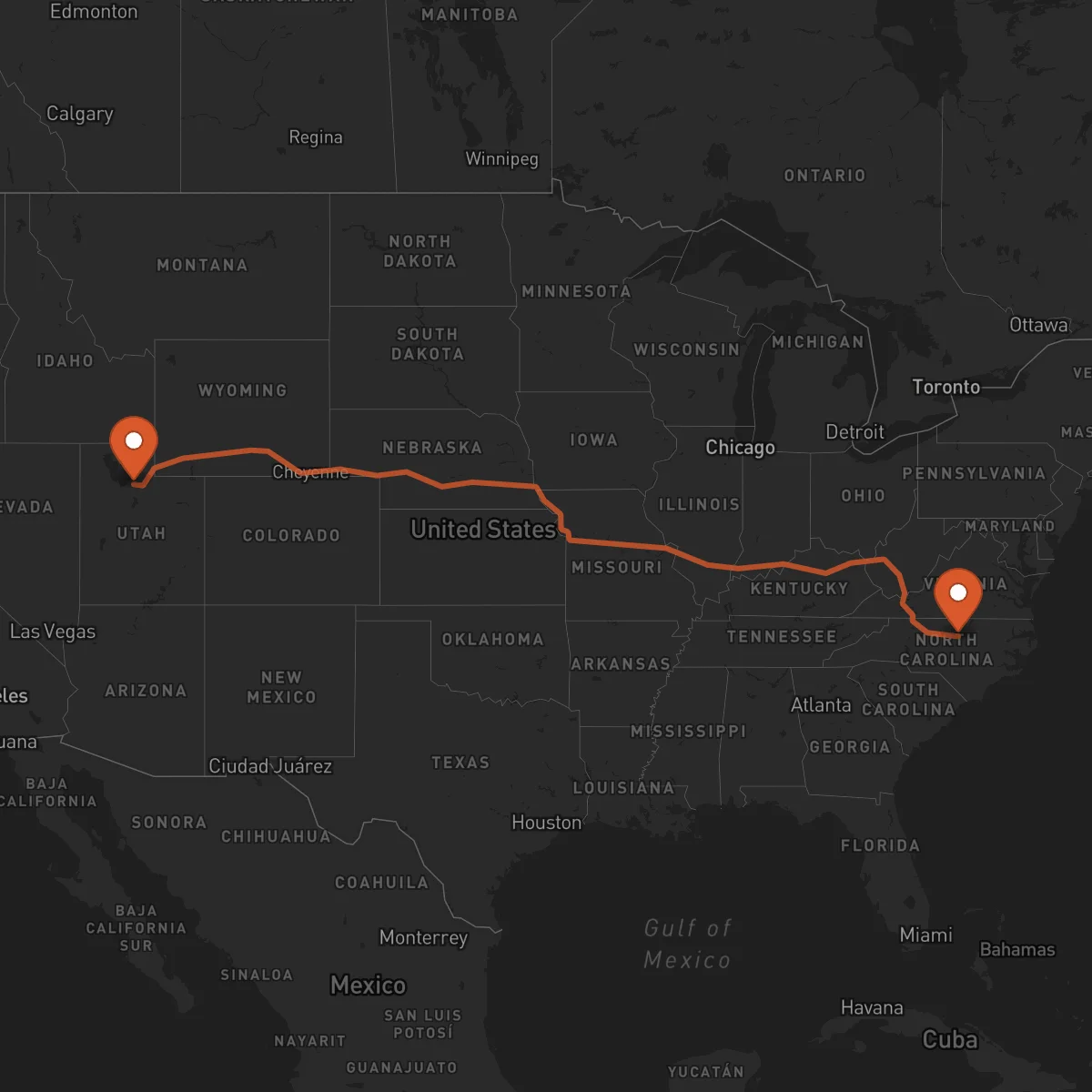 Ruta Salt Lake City - Durham