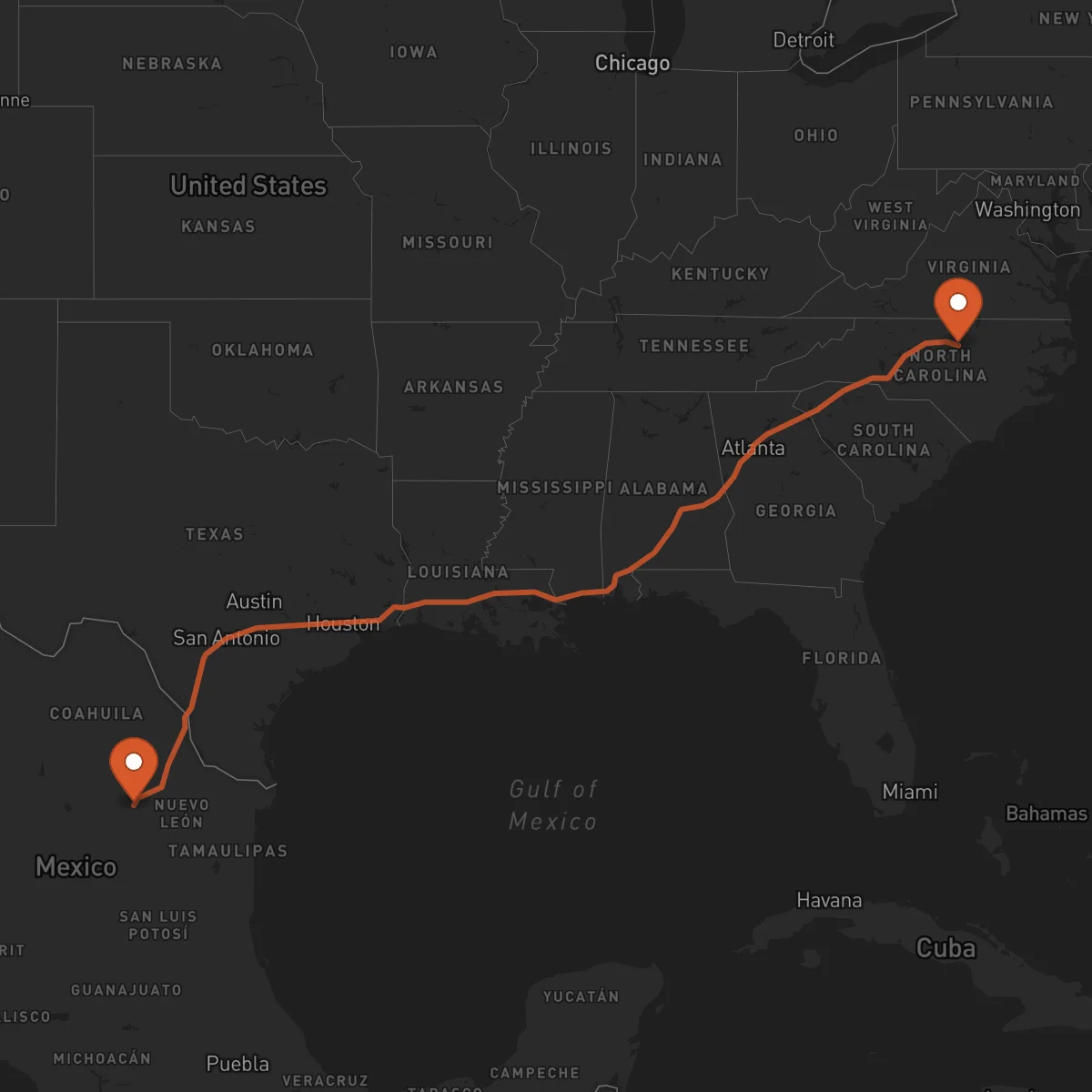 Ruta Saltillo - Durham