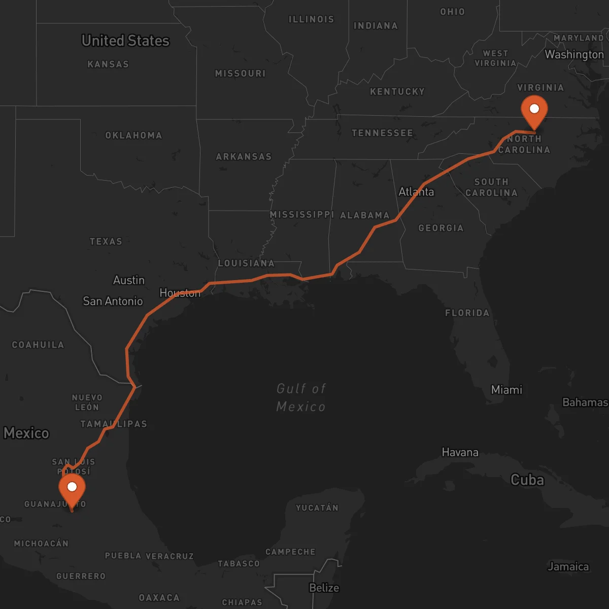 Ruta Santiago de Querétaro - Durham