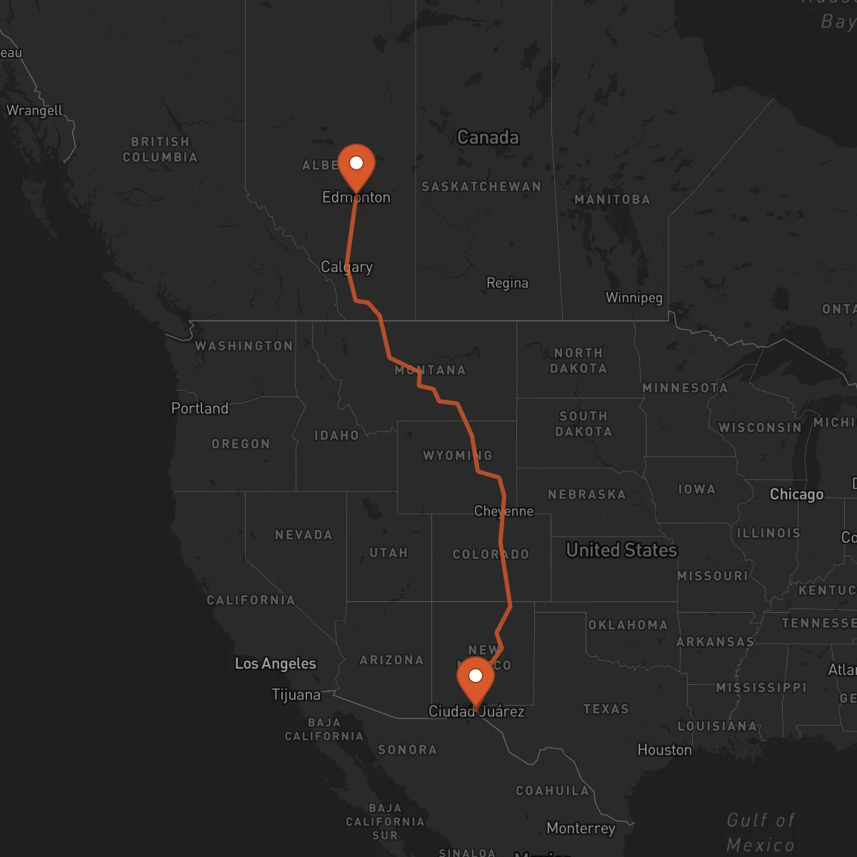Ruta Edmonton - El Paso