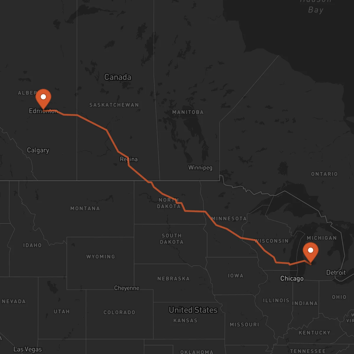 Ruta Grand Rapids - Edmonton