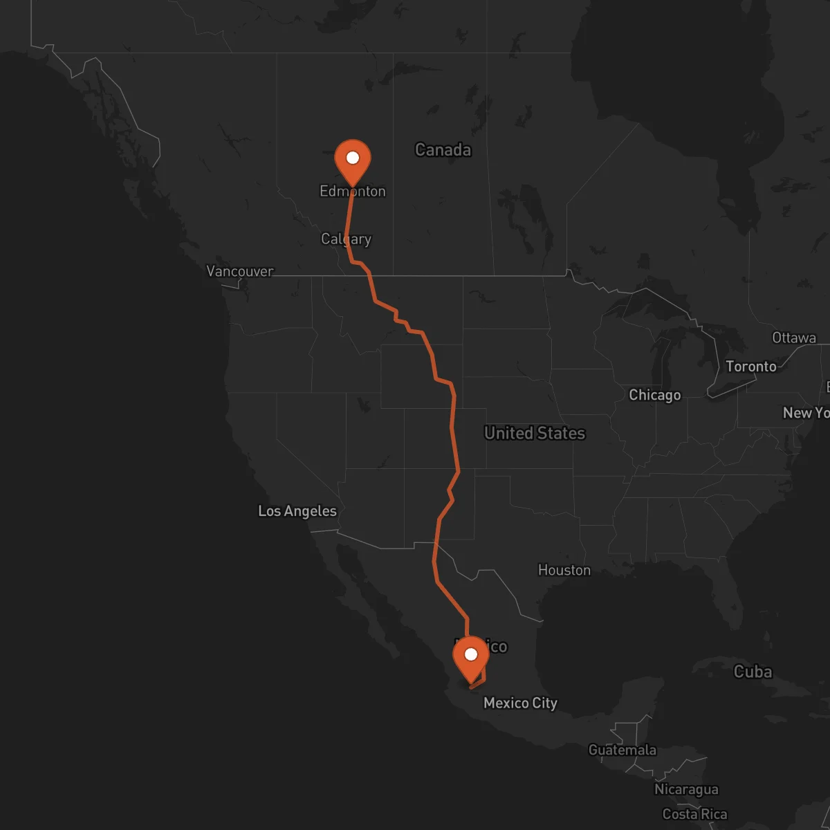 Ruta Guadalajara - Edmonton