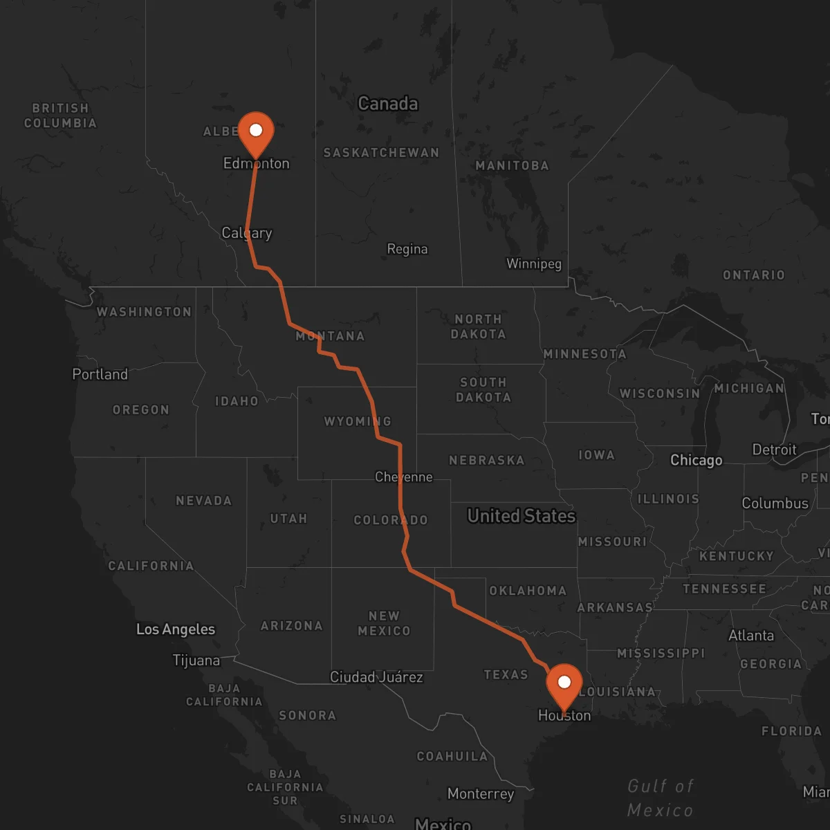Ruta Houston - Edmonton