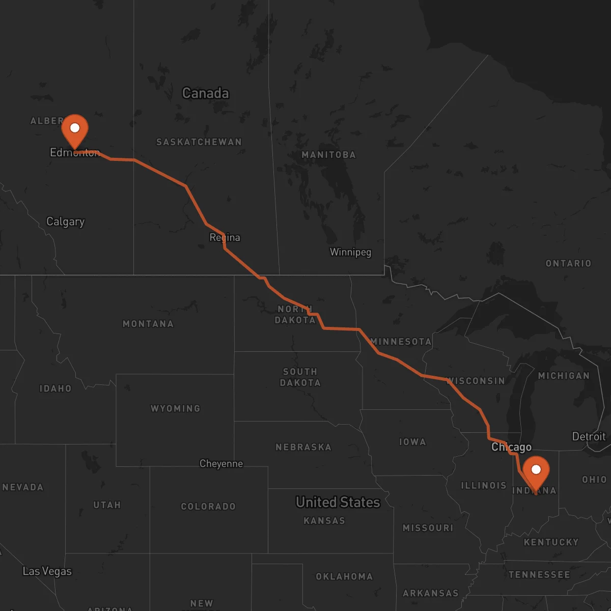 Ruta Indianapolis - Edmonton