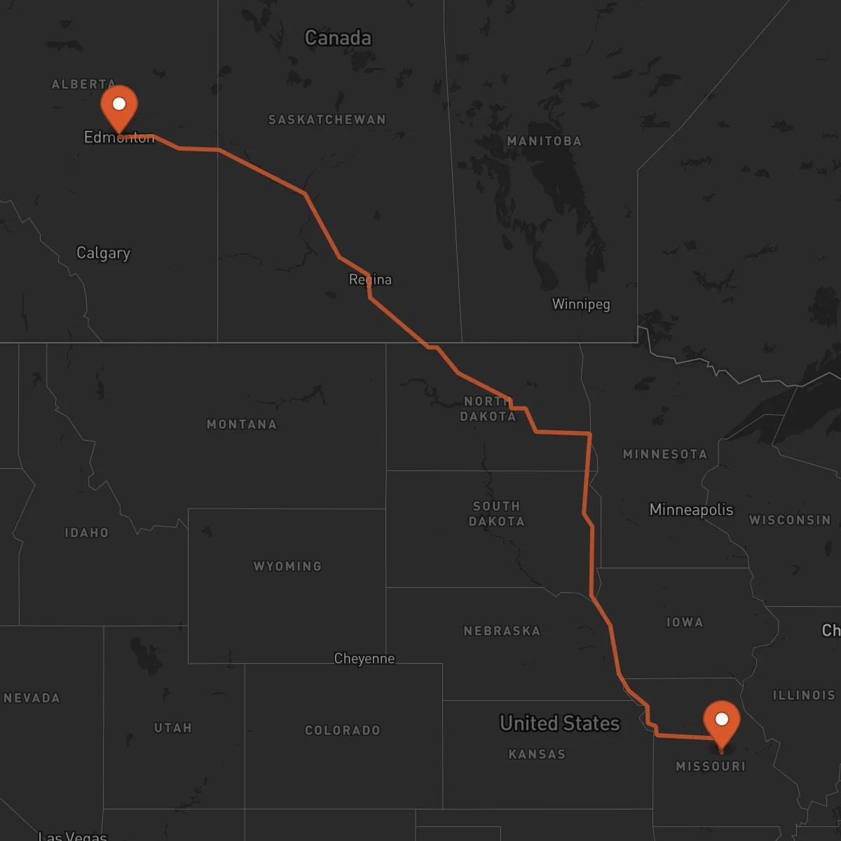 Ruta Edmonton - Jefferson City