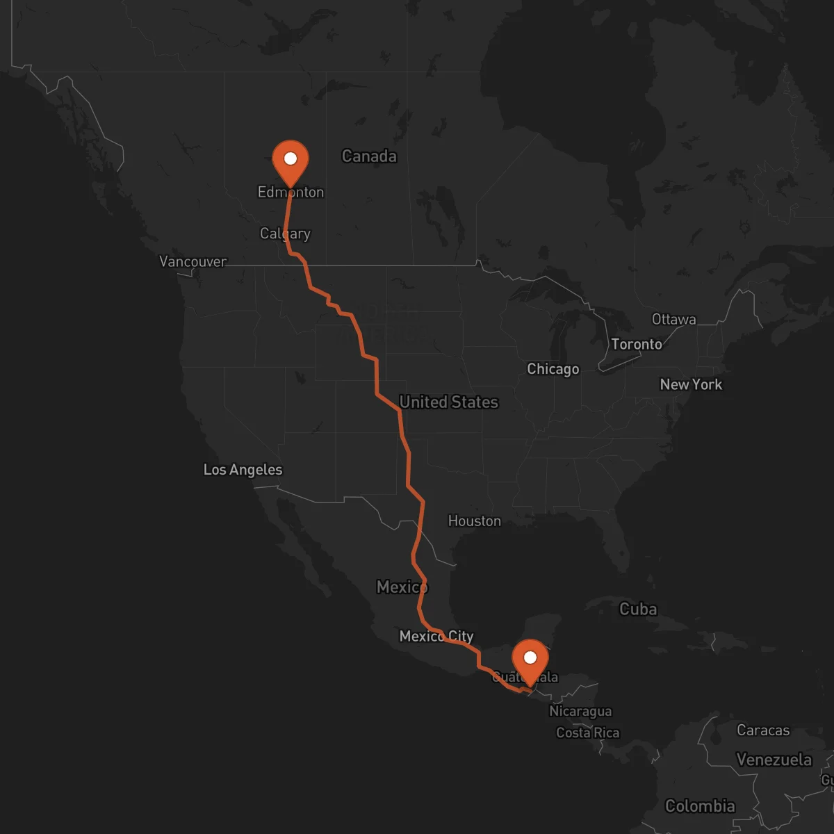 Ruta Edmonton - Jutiapa