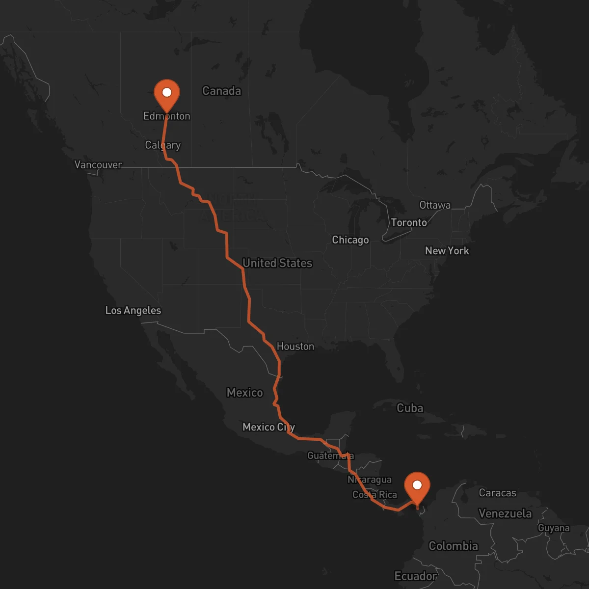 Ruta Edmonton - La Palma