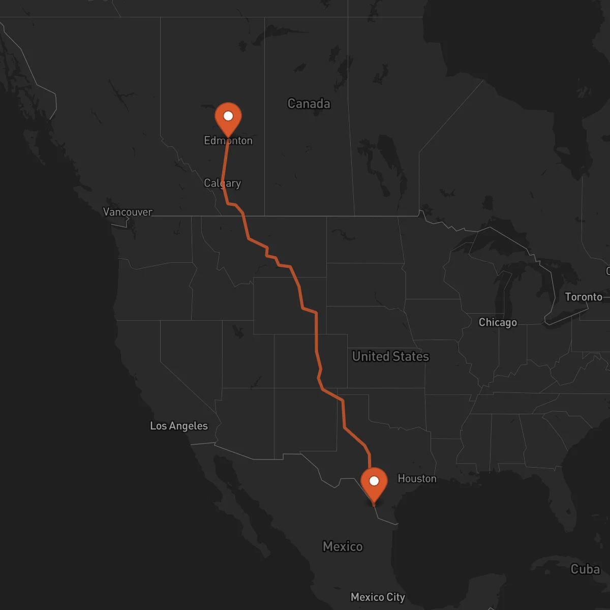 Ruta Laredo - Edmonton