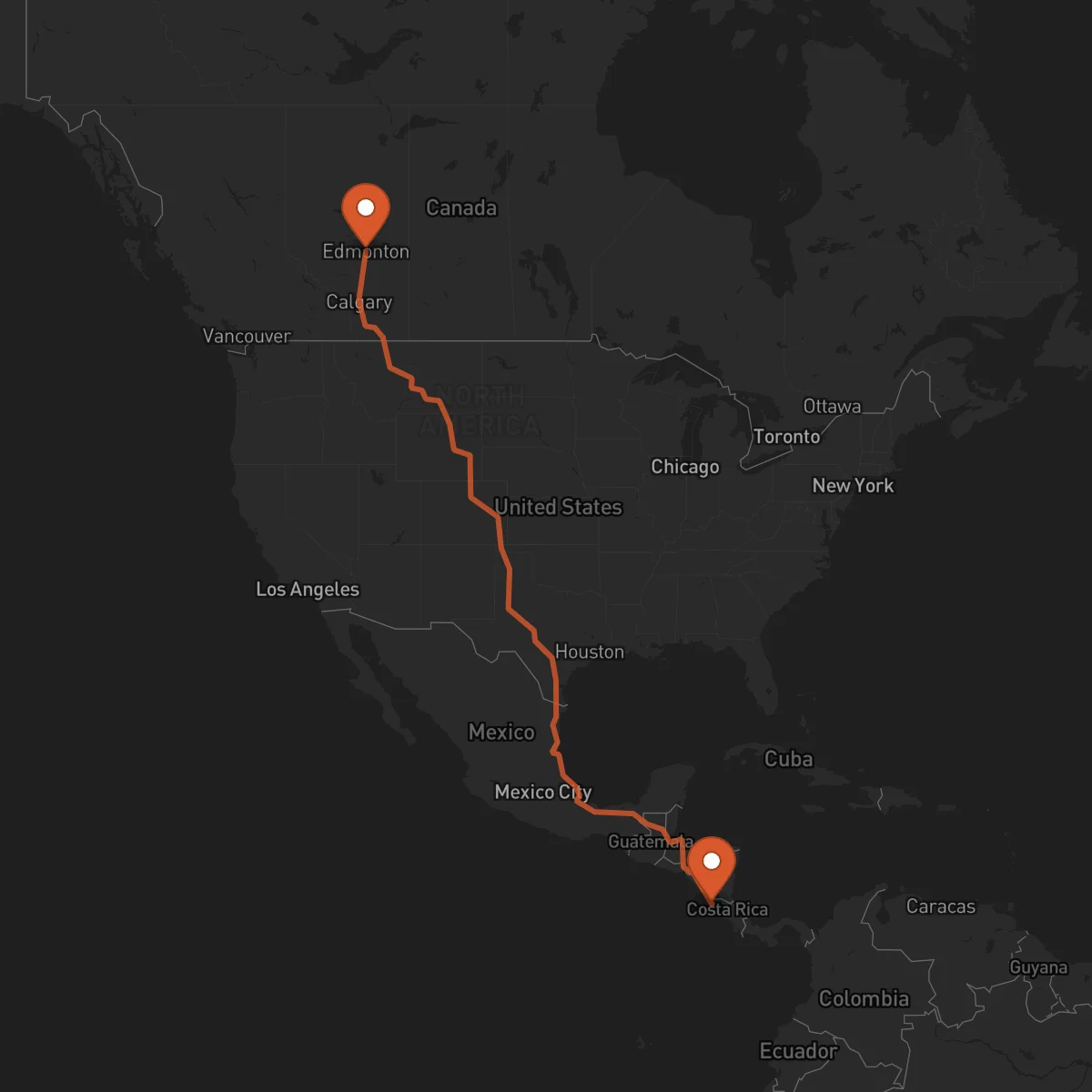 Ruta Liberia - Edmonton