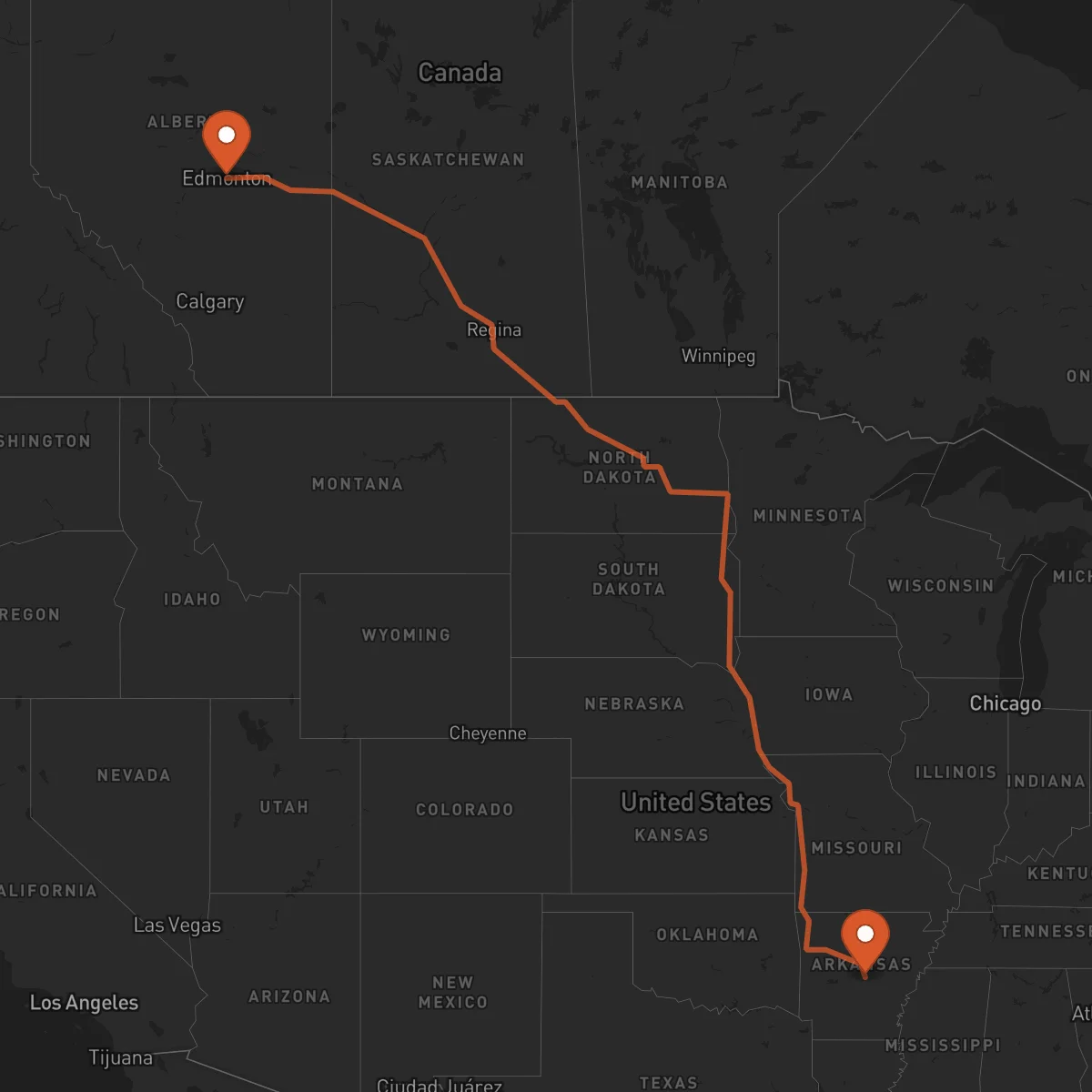 Ruta Little Rock - Edmonton