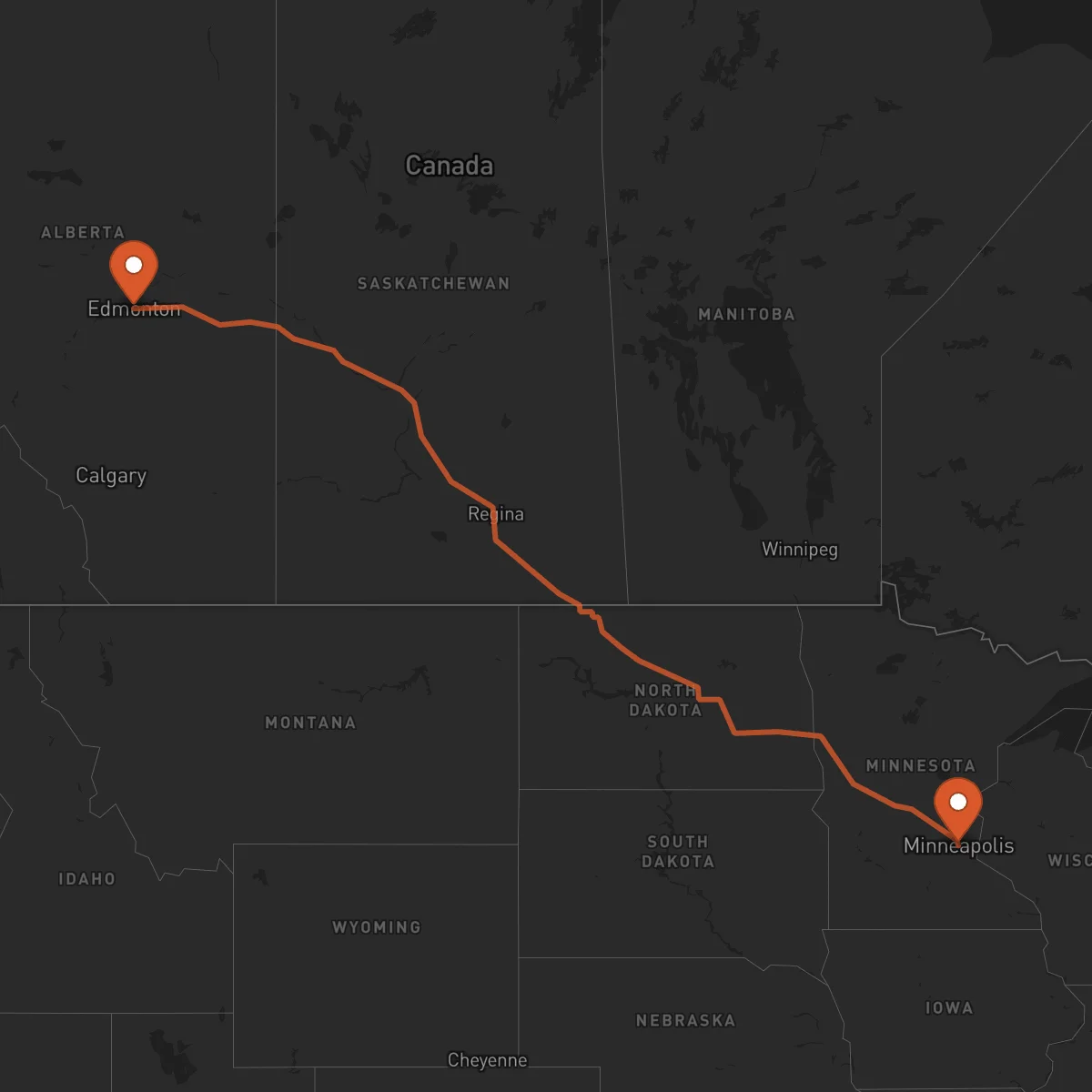 Ruta Minneapolis - Edmonton