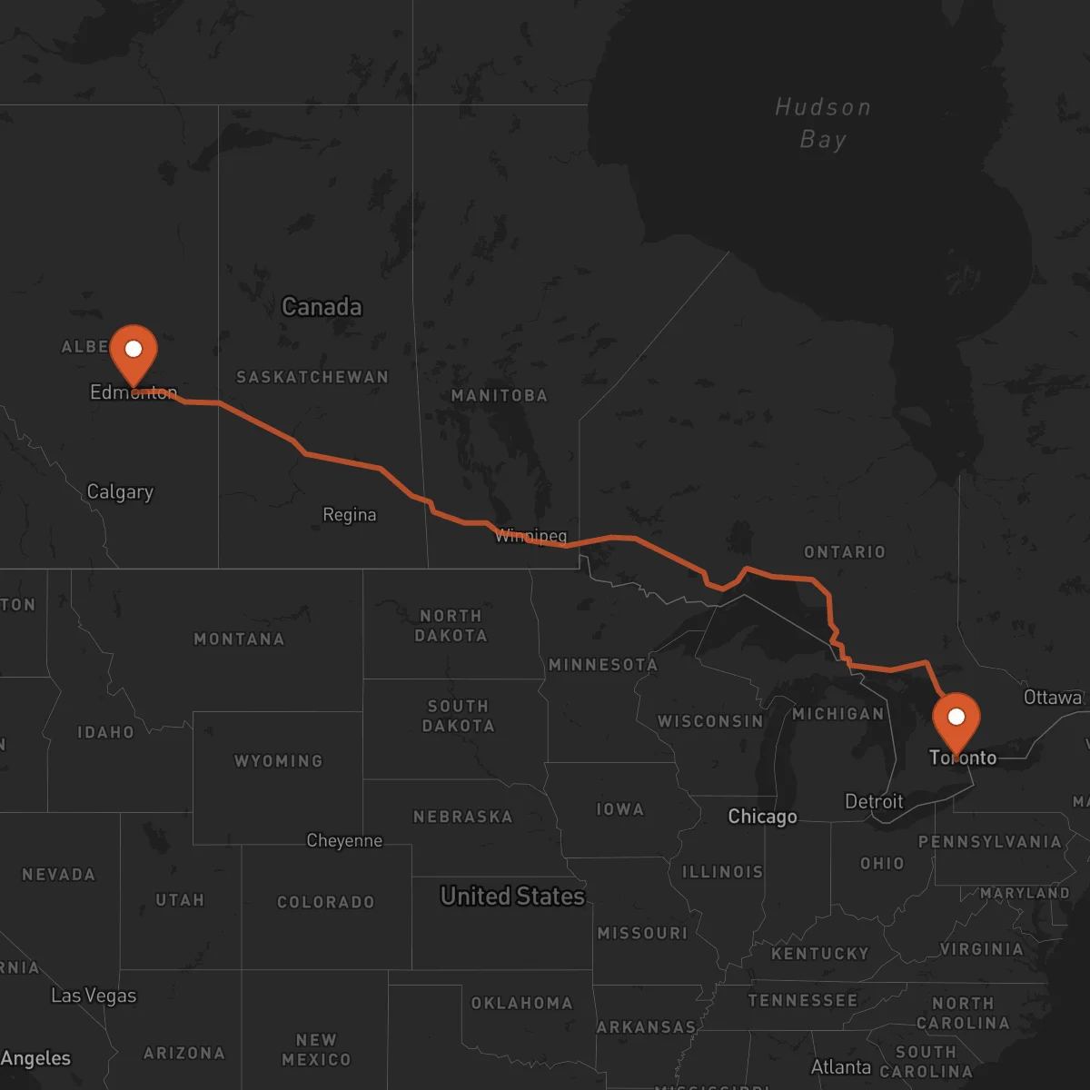 Ruta Mississauga - Edmonton