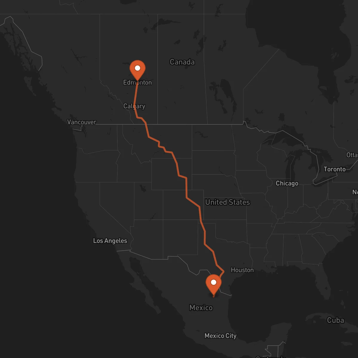 Ruta Monterrey - Edmonton
