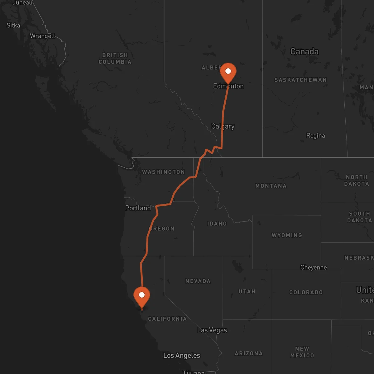 Ruta Oakland - Edmonton