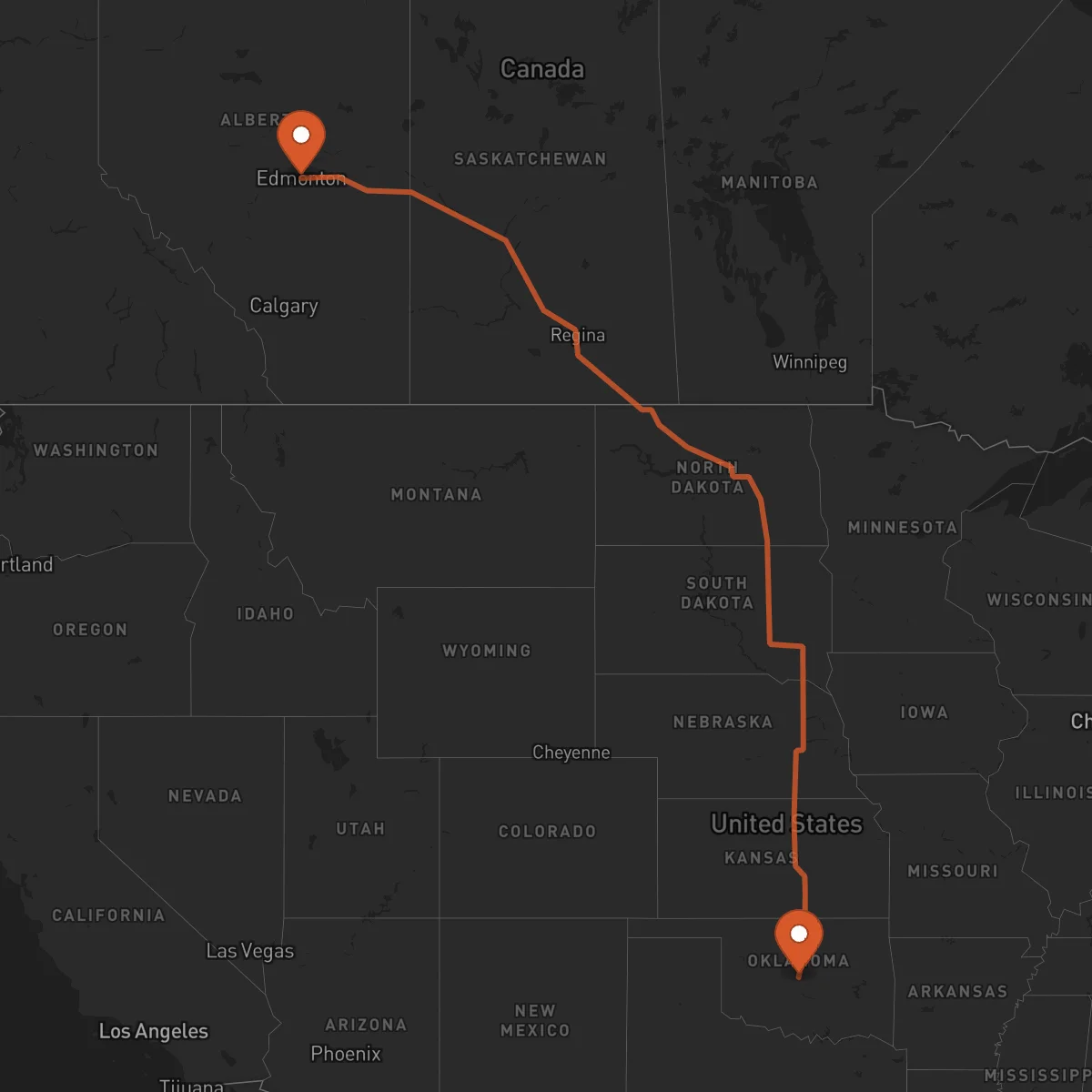 Ruta Oklahoma City - Edmonton
