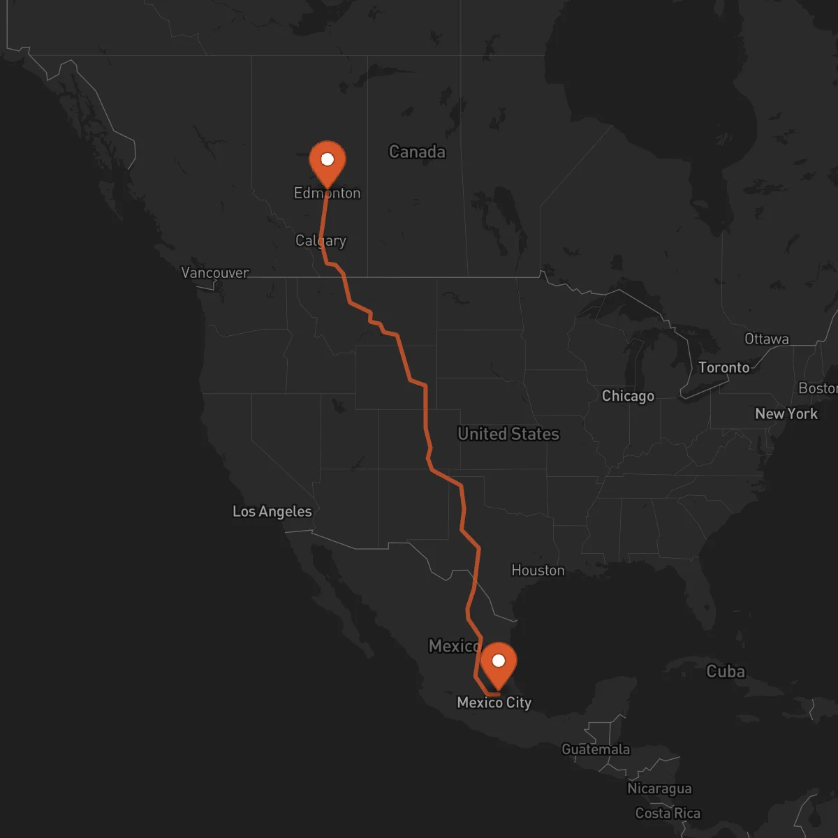 Ruta Pachuca de Soto - Edmonton