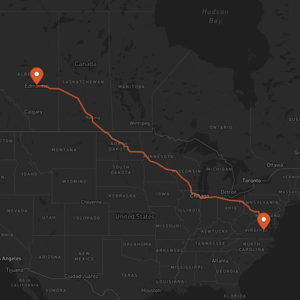 Ruta Richmond - Edmonton