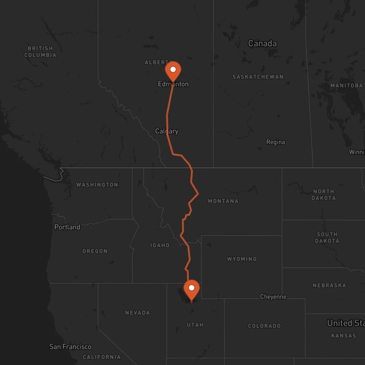 Ruta Salt Lake City - Edmonton