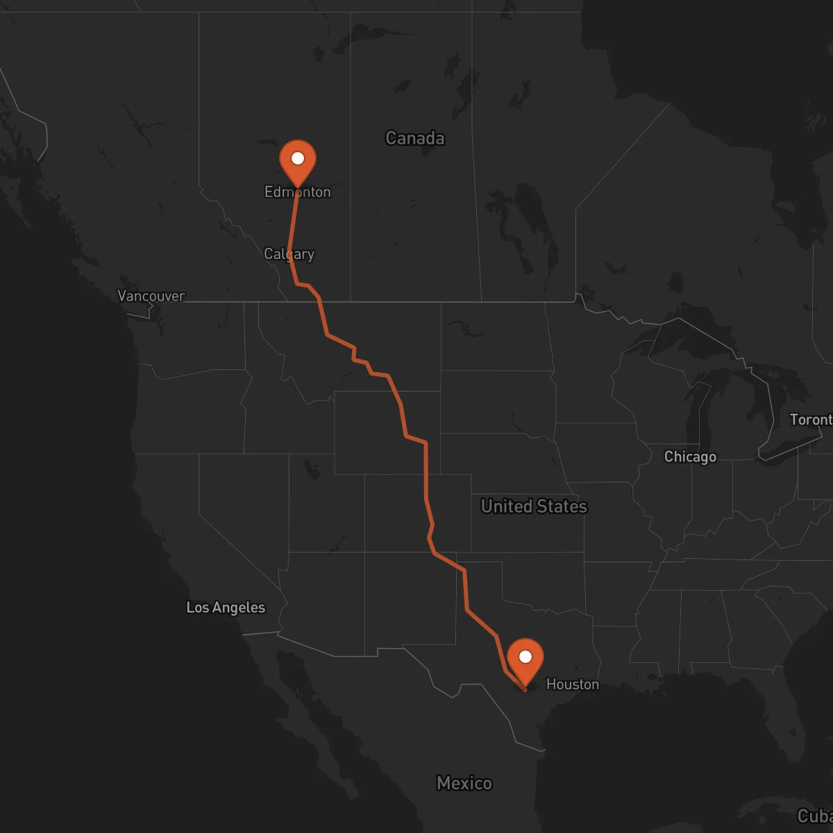 Ruta Edmonton - San Antonio