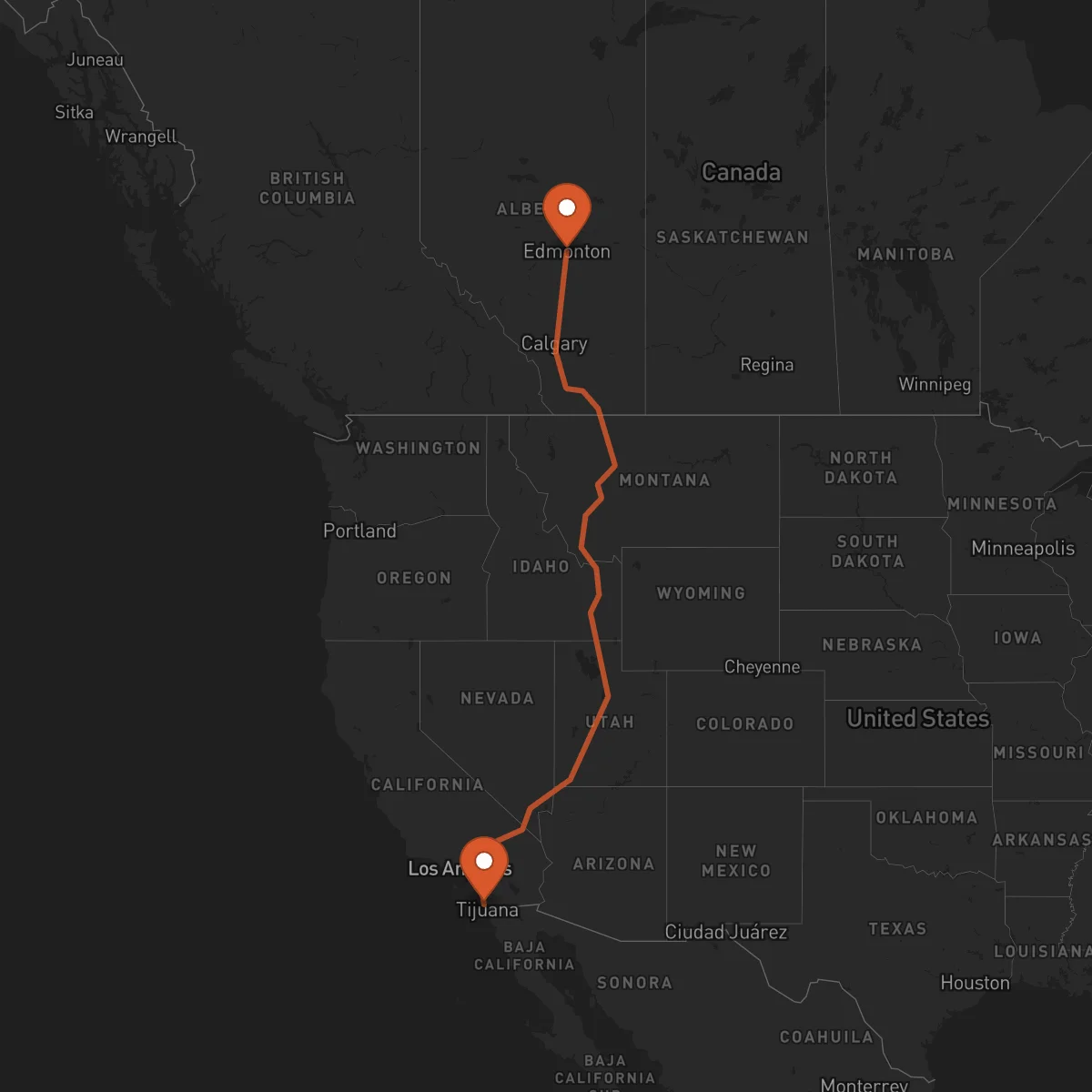 Ruta San Diego - Edmonton