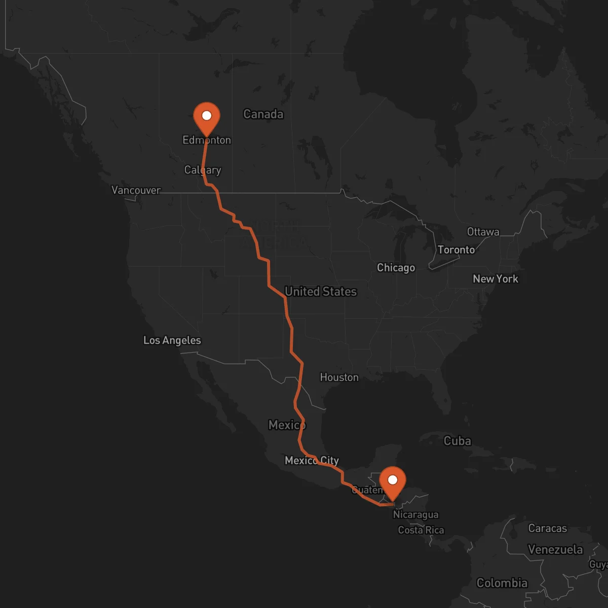 Ruta Edmonton - San Francisco Gotera