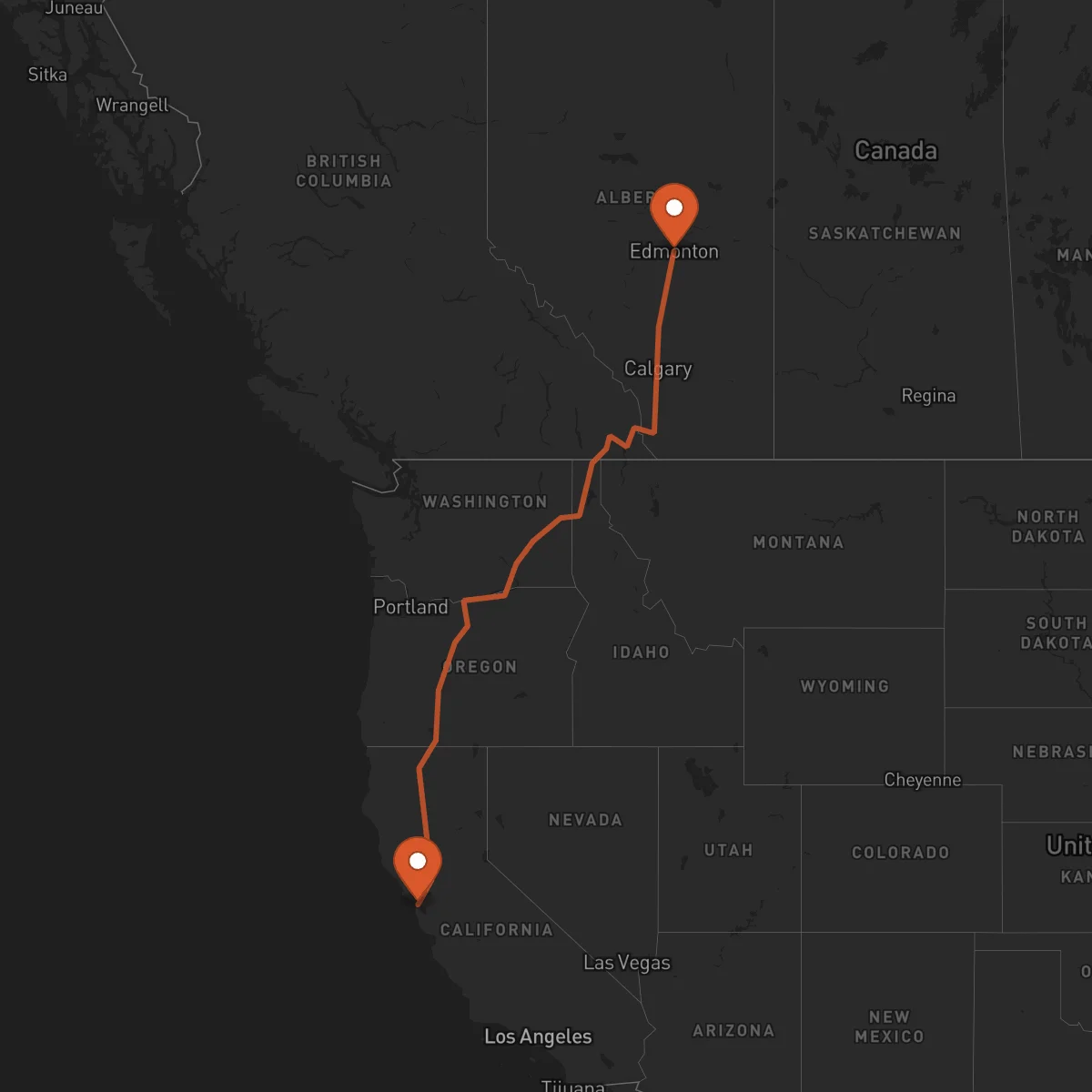 Ruta San Francisco - Edmonton