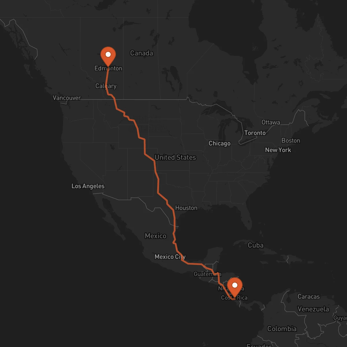 Ruta Edmonton - San José