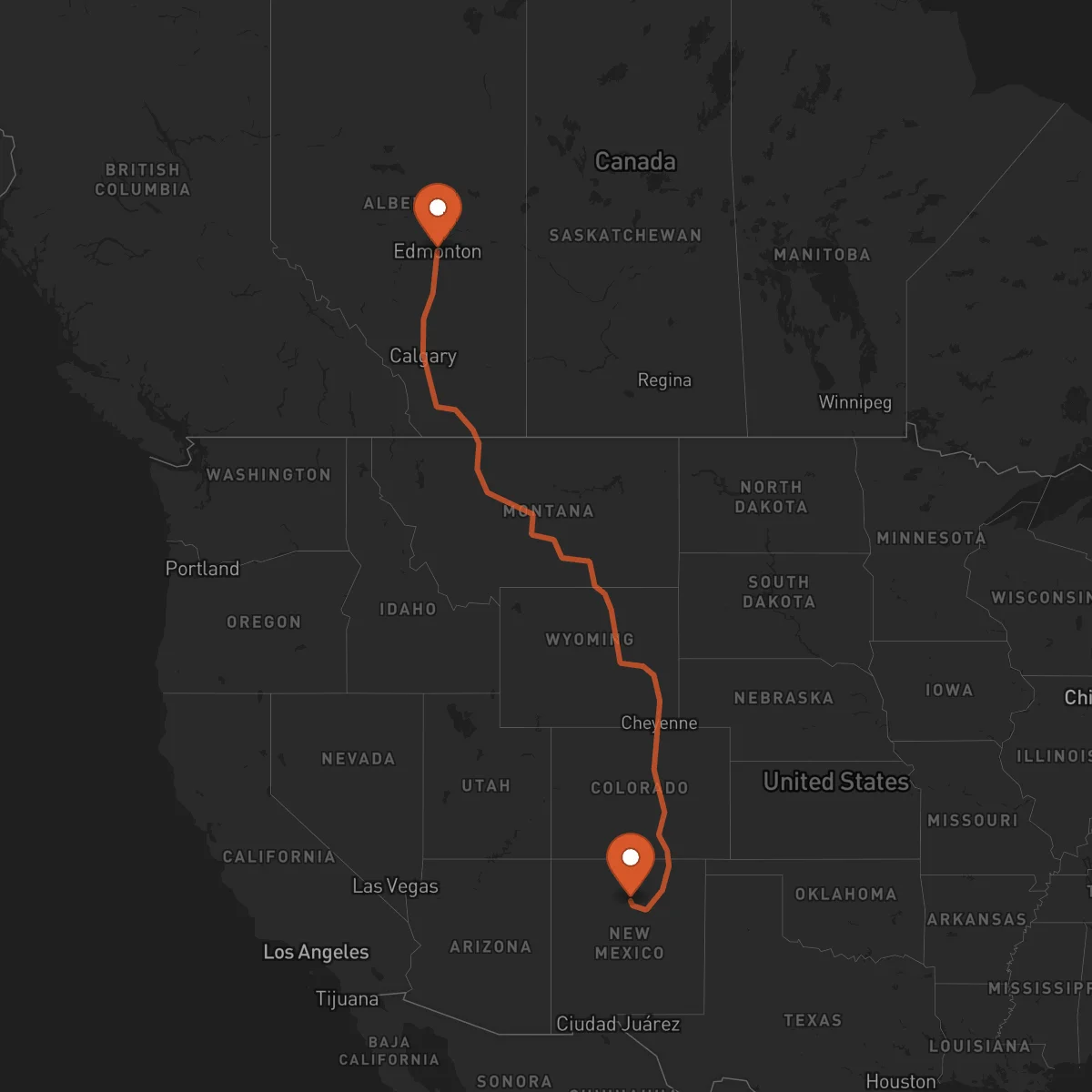 Ruta Edmonton - Santa Fe